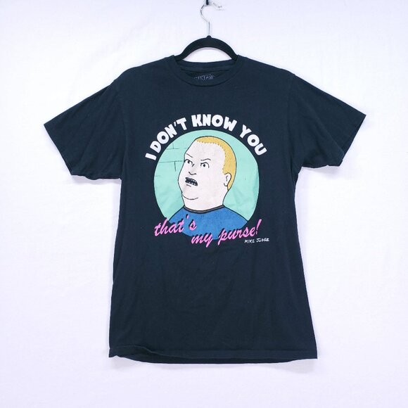 King Of The Hill Bobby I Don't Know You That's My Purse Black Graphic T-shirt M - Picture 1 of 11